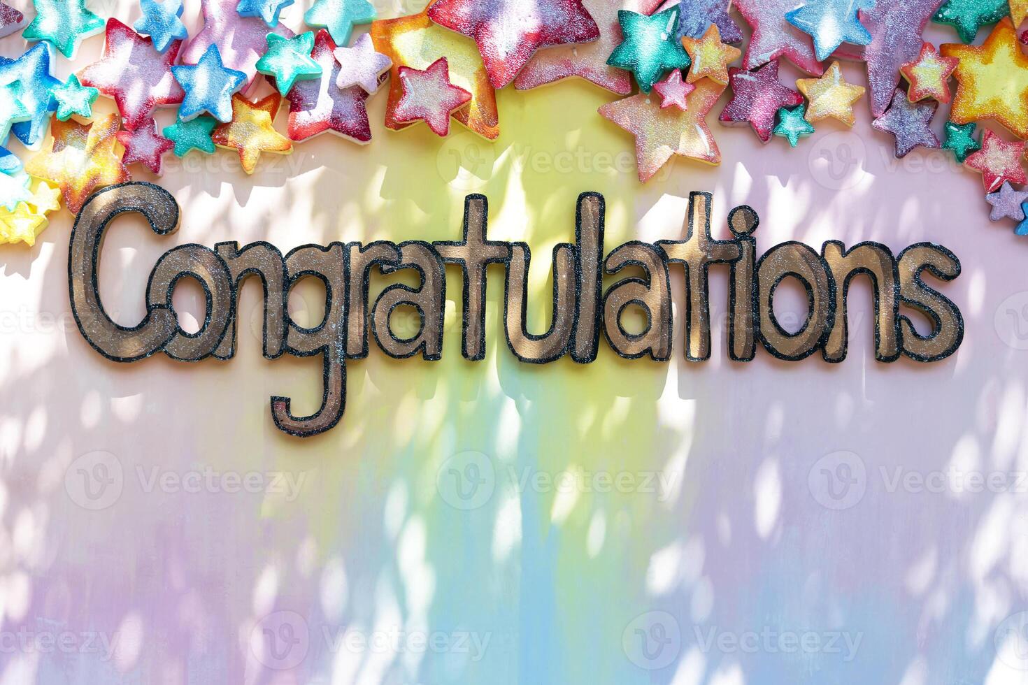 congratulations ,Greeting board. Background with many stars is a picture frame. photo