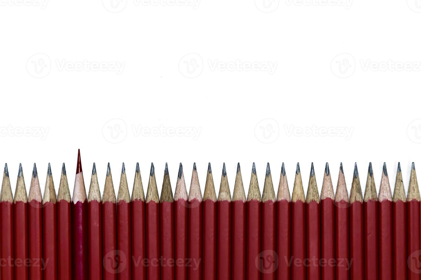 Red pencils stand out from the many crowds alike. photo