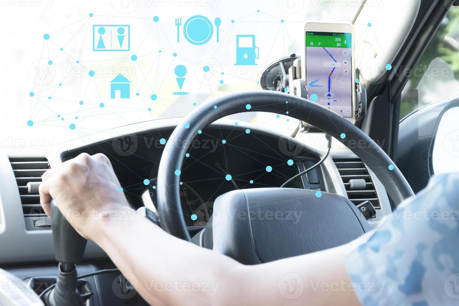 Close-up of gps navigation system In car photo