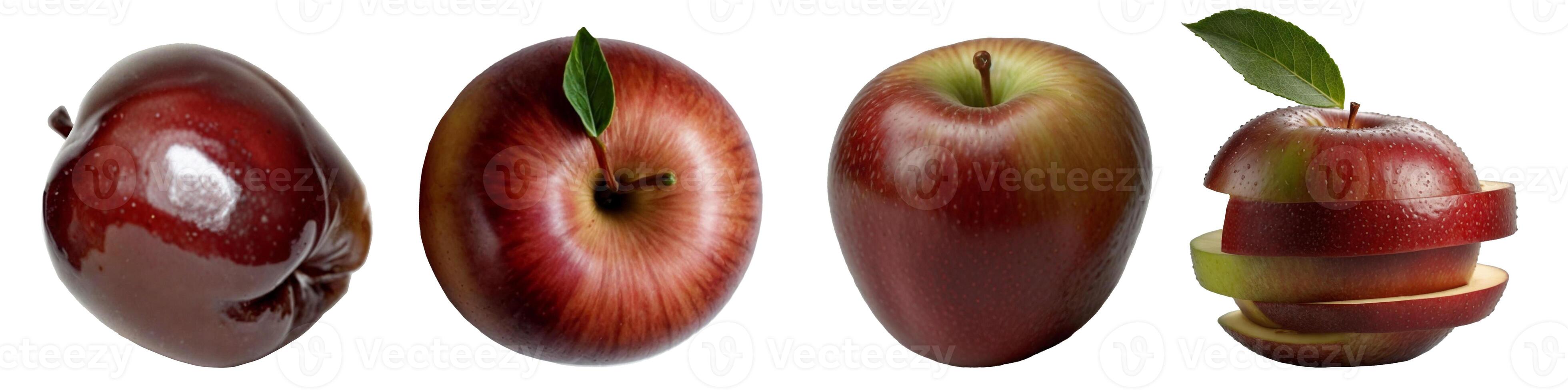 Three ripe apples arranged on a transparent background, design element for photoshop photo