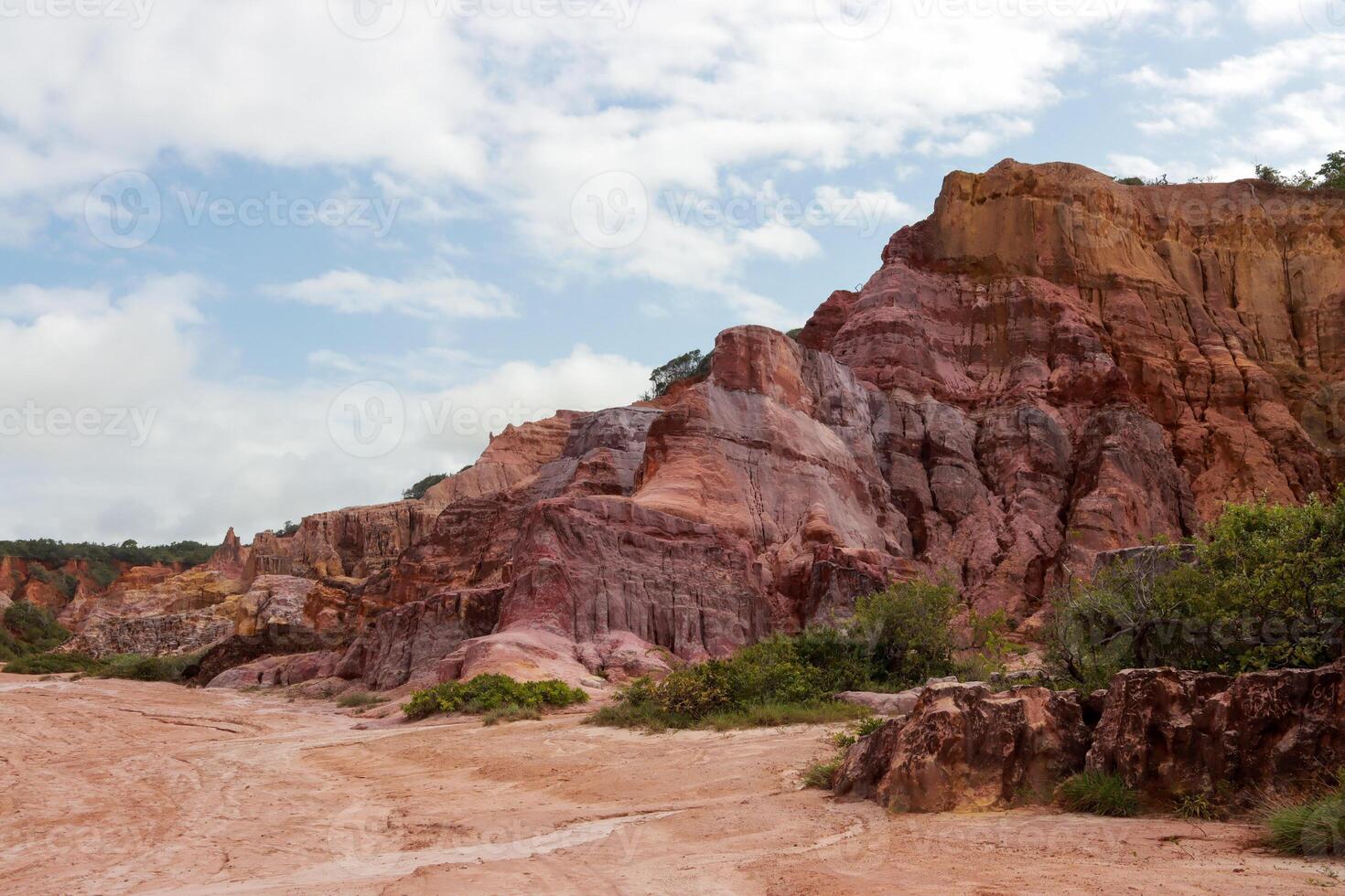 The Colorful and usual rock formation at the Canyon de Coqueirinho in Paraiba, Brazil photo