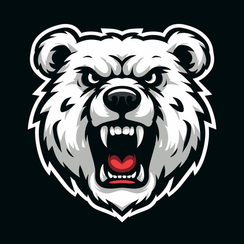 Polar bear head mascot logo template vector