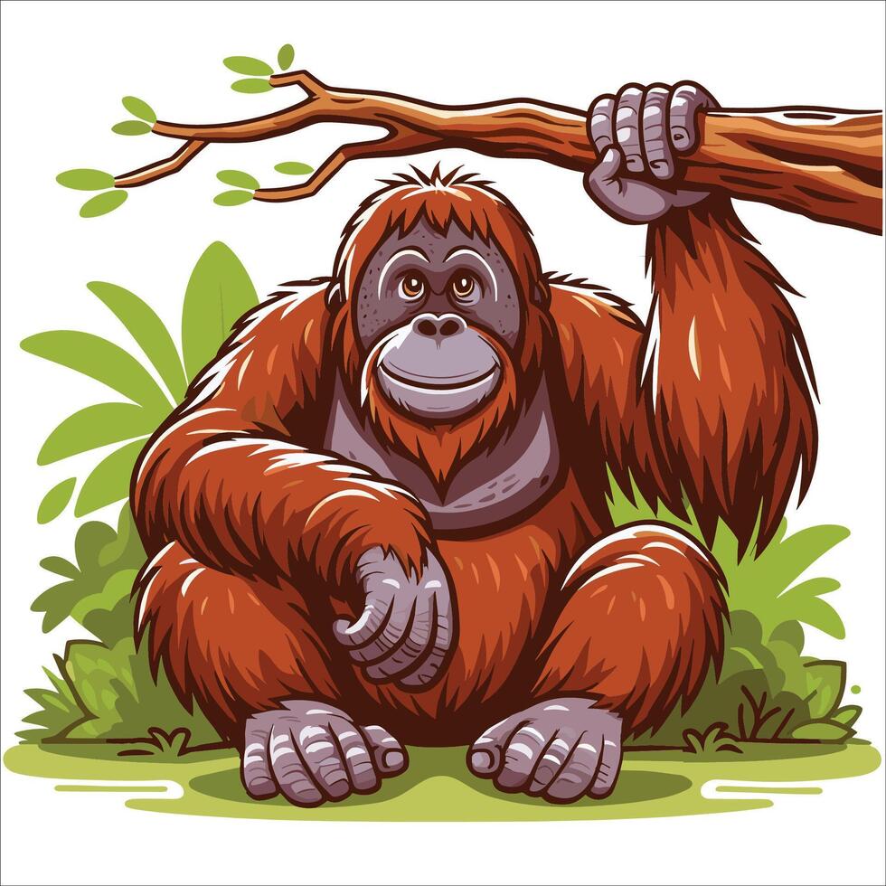 Orang utan cartoon Illustration Isolated on white background vector