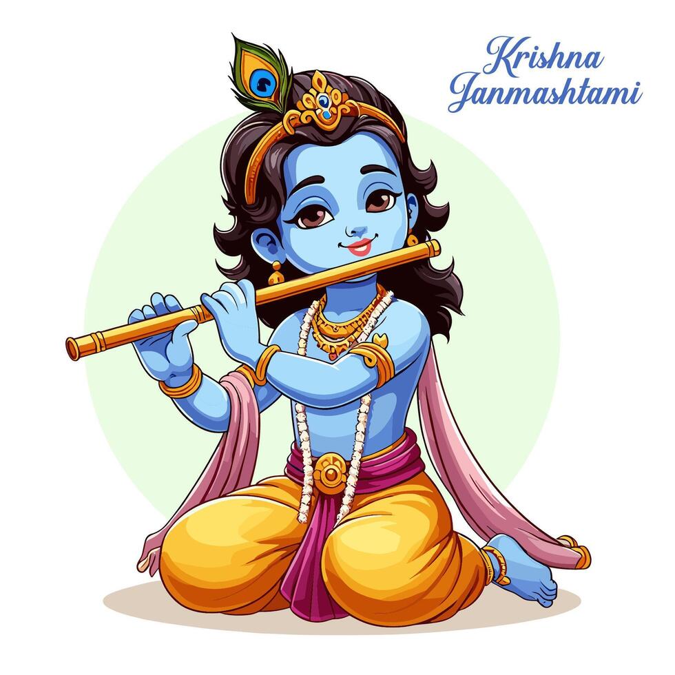 Hand drawn krishna janmashtami illustration vector
