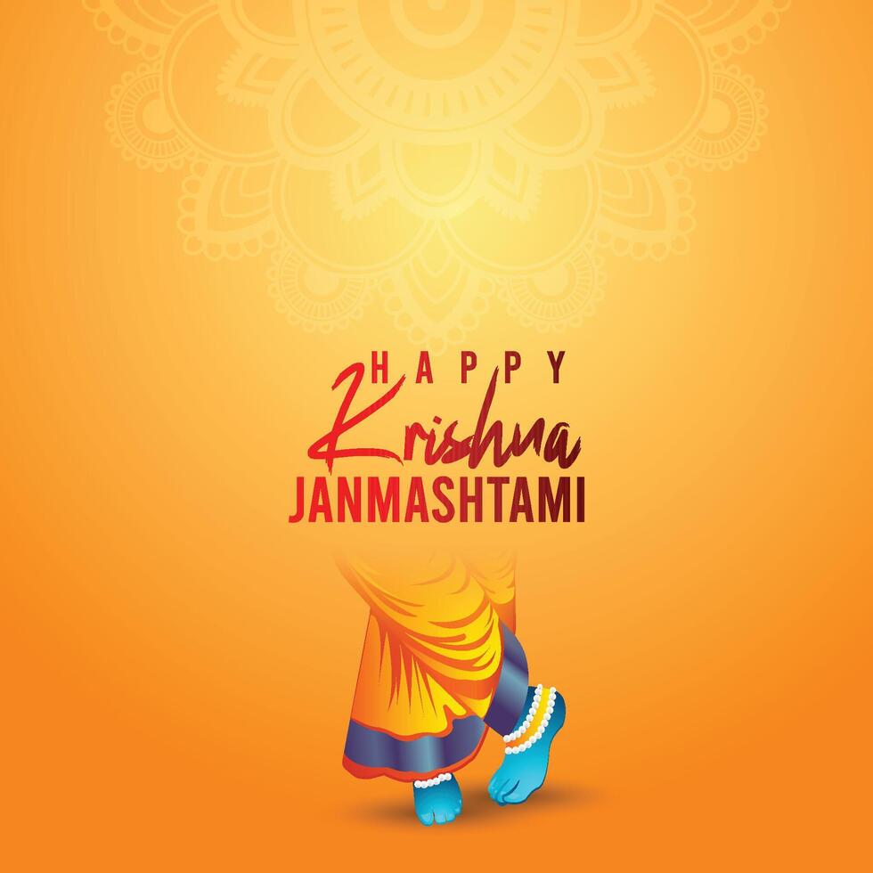 Happy krishna janmashtami celebration greeting vector