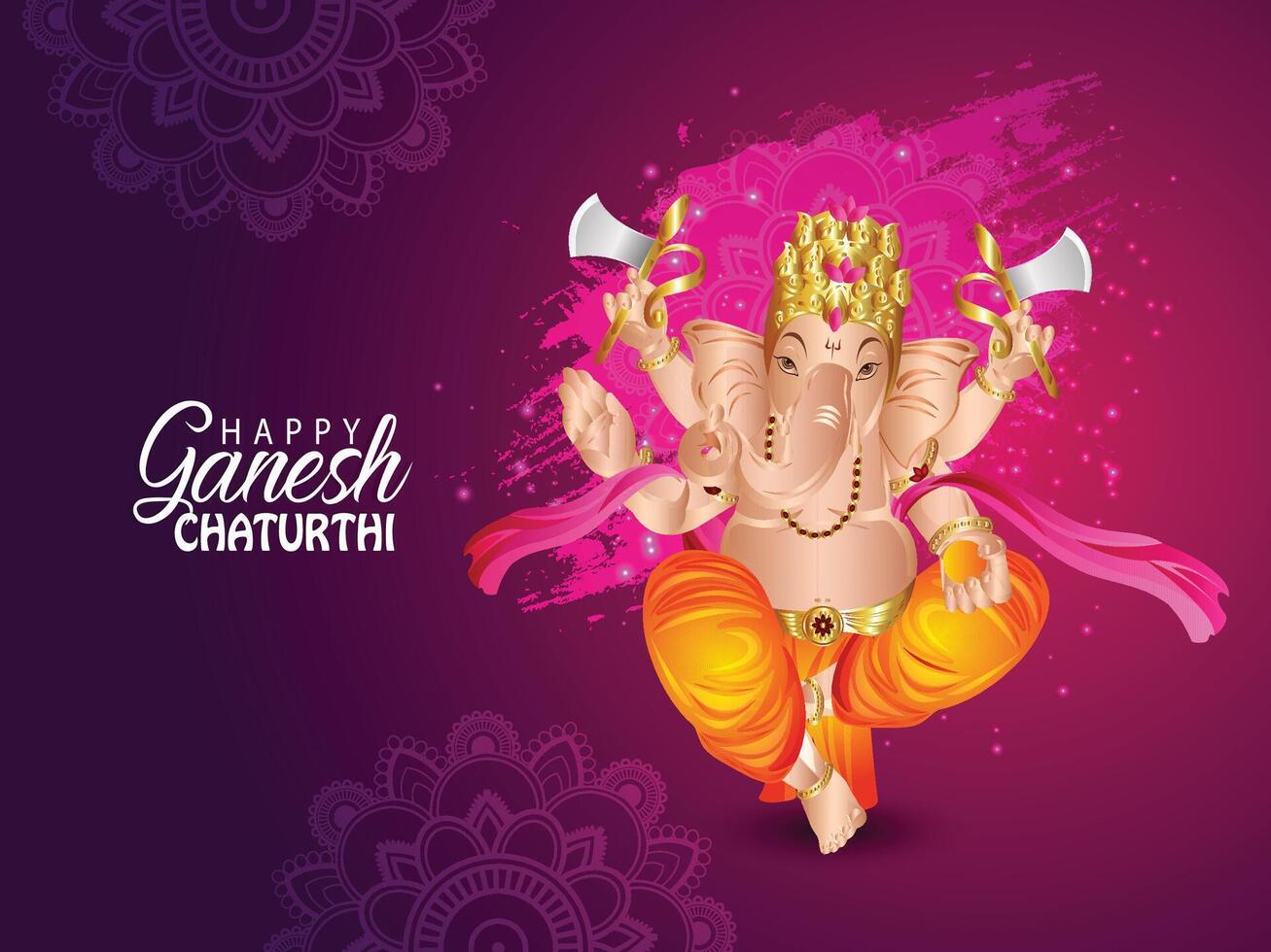 Ganesh chaturthi celebration greeting card with creative illustration vector