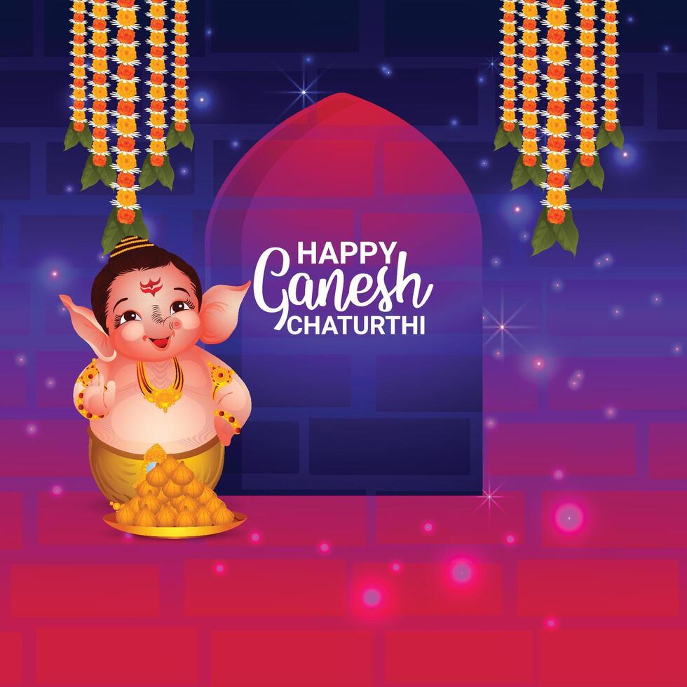 Happy ganesh chaturthi indian illustration background vector