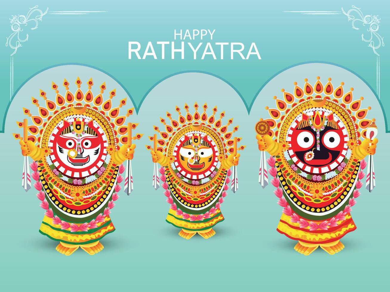Jagannath rath yatra indian festival with illustration vector