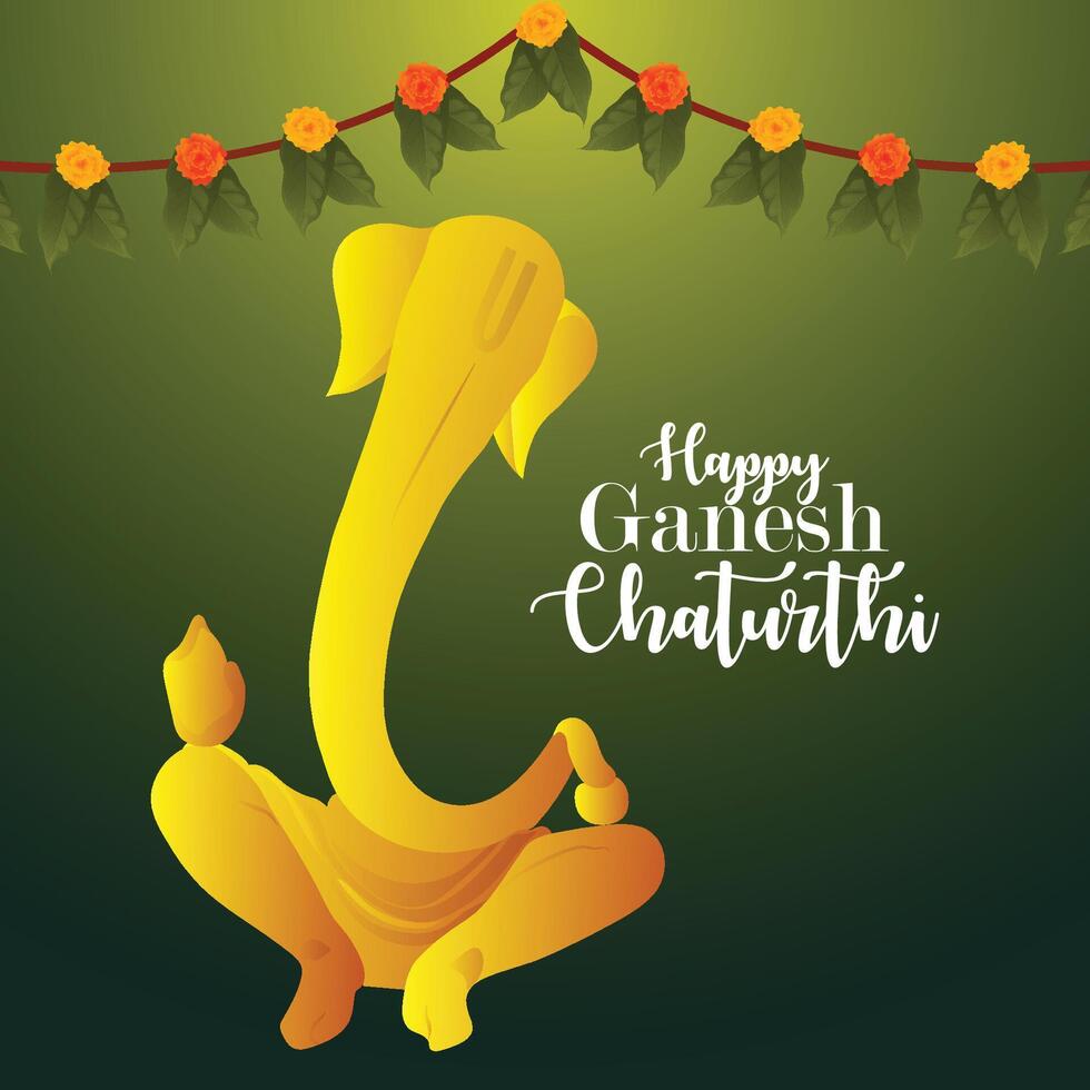 Realistic illustration of happy ganesh chaturthi celebration card vector