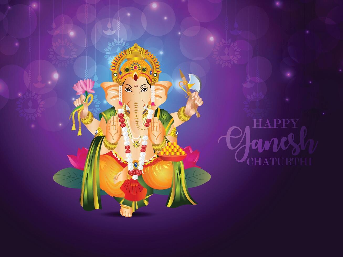 Indian festival happy ganesh chaturthi celebration card vector