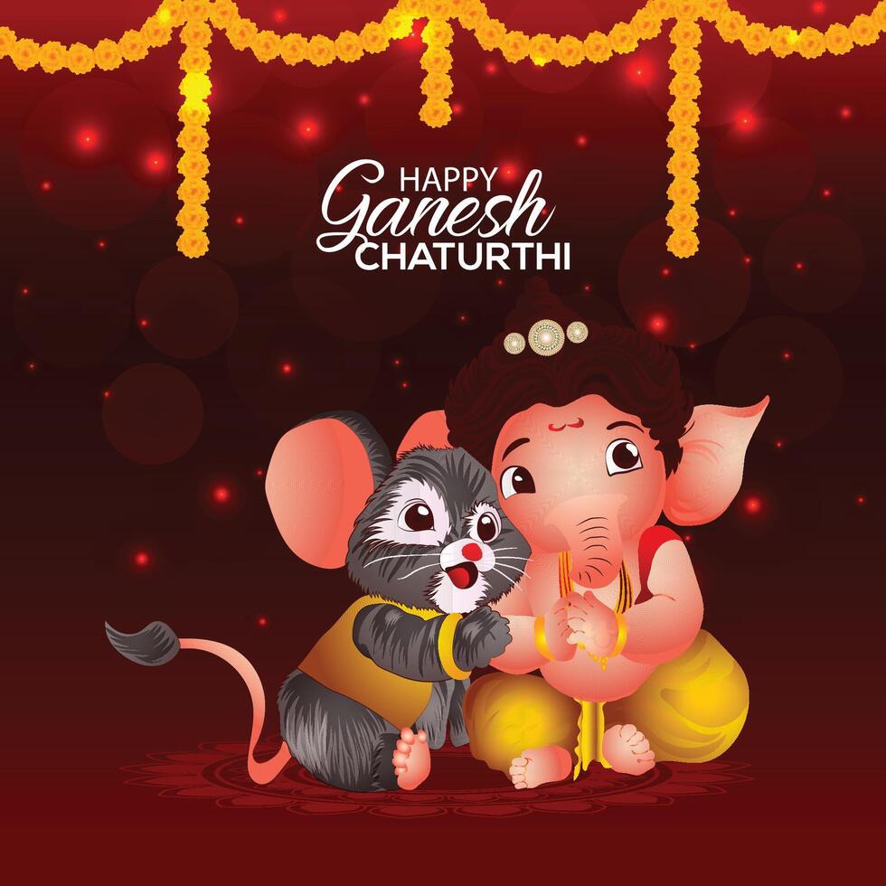 Indian festival happy ganesh chaturthi banner vector