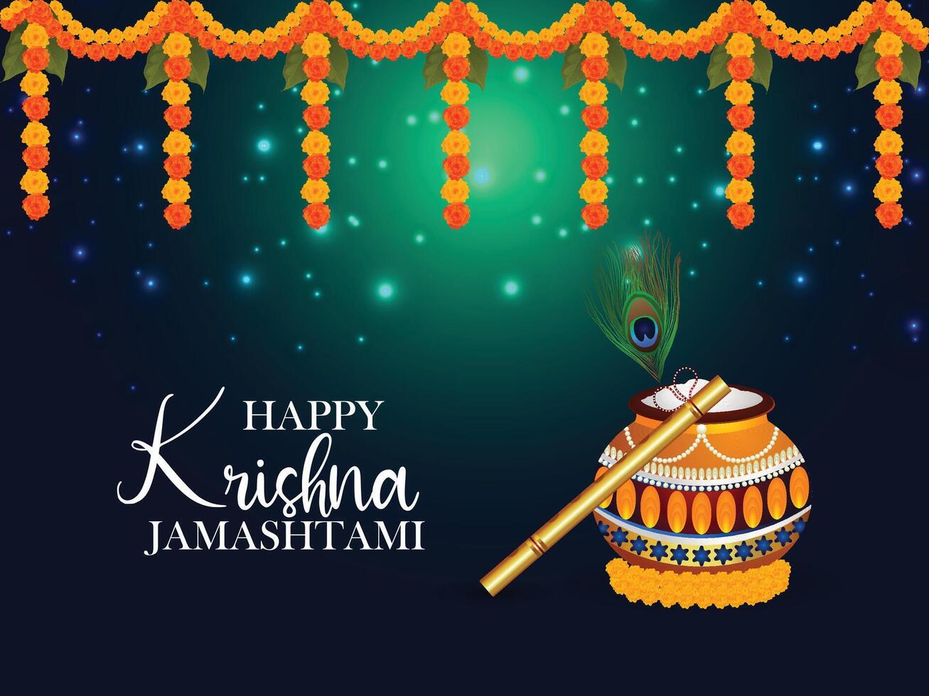 Happy janmashtami celebration banner vector