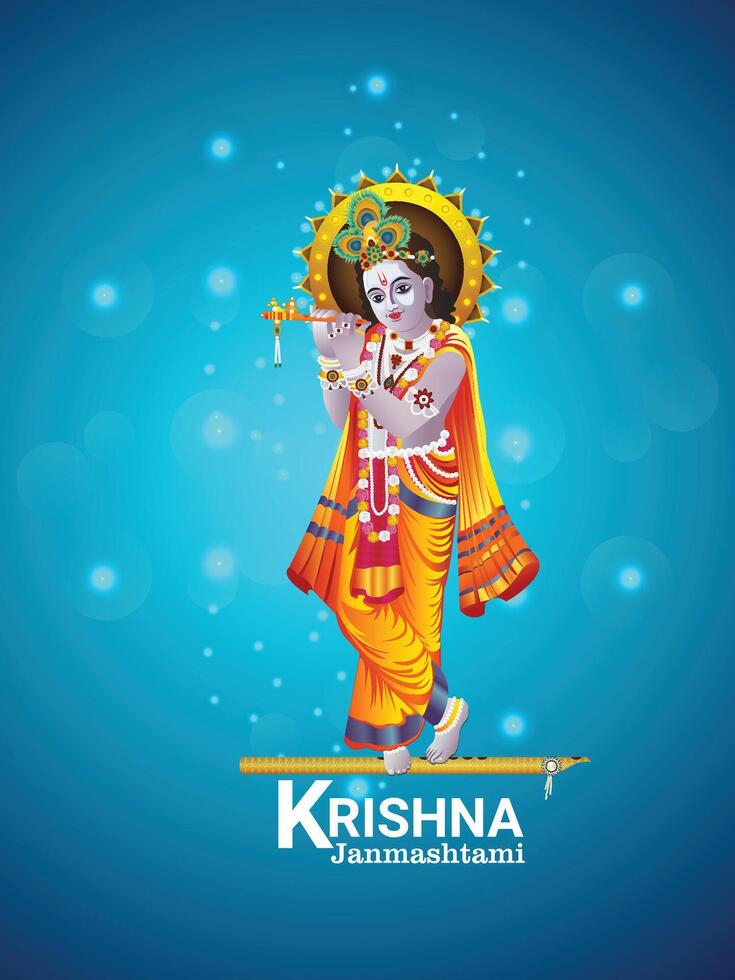 Happy krishan janmashtami indian festival celebration poster vector