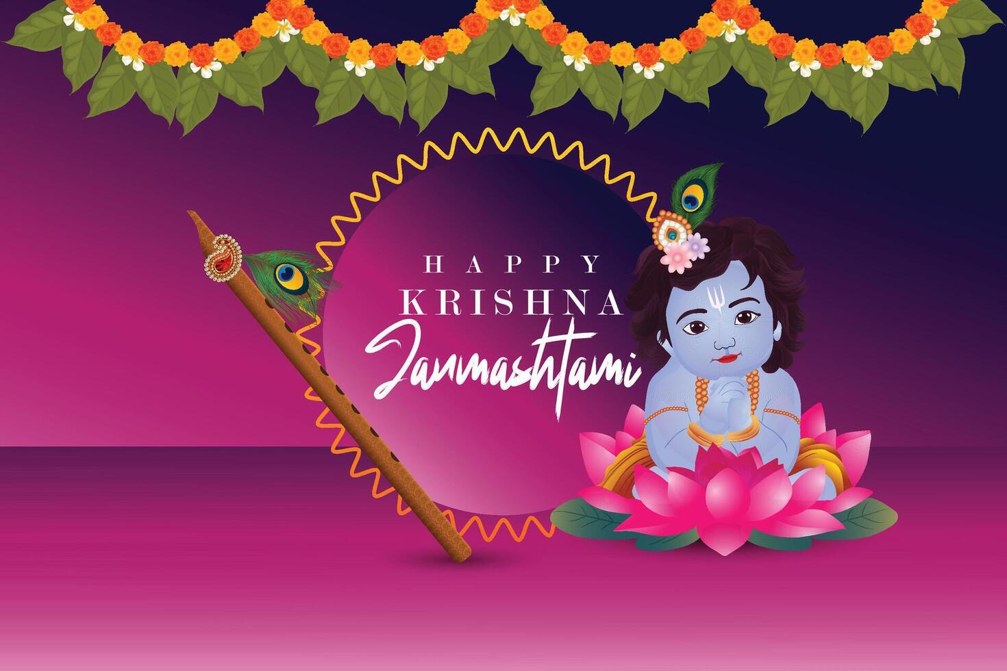 illustration happy janmashtami celebration greeting card vector