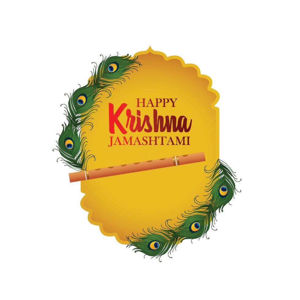 Happy janmashtami illustration of lord krishna play fluet vector