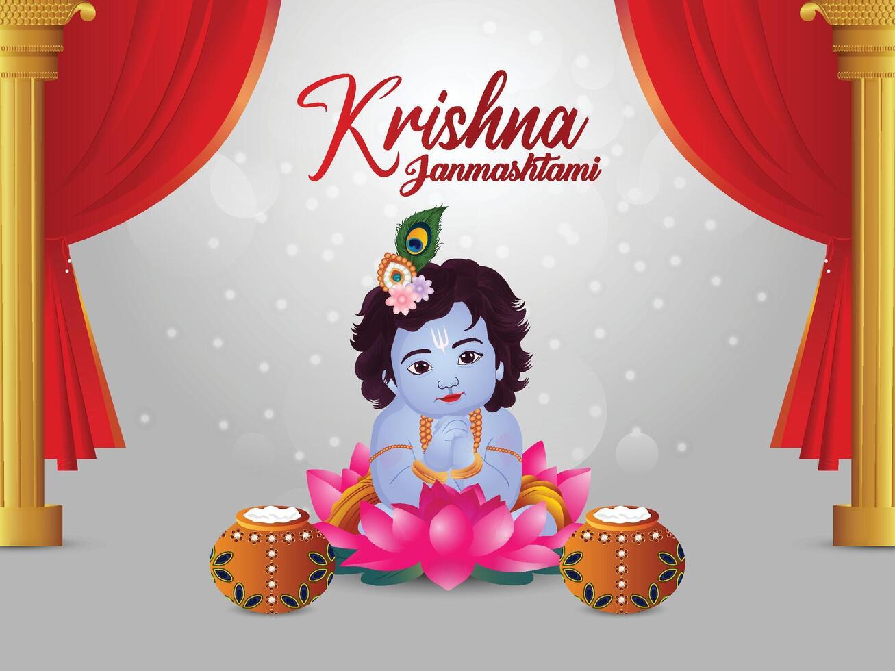 Janmashtami indian festival creative illustration of lord krishna vector