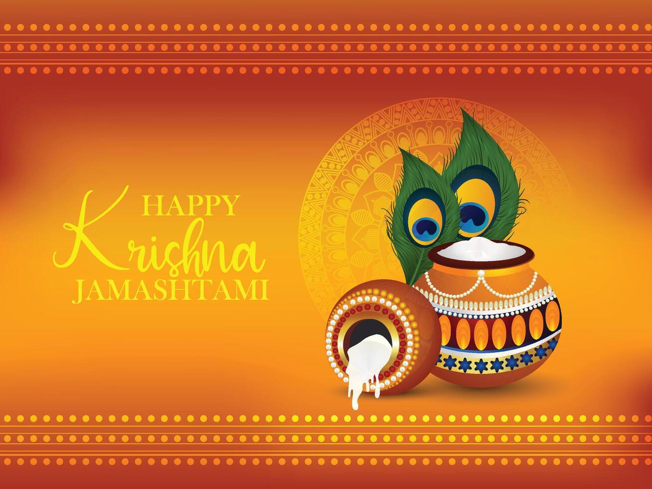Happy krishna janmashtami banner or header vector
