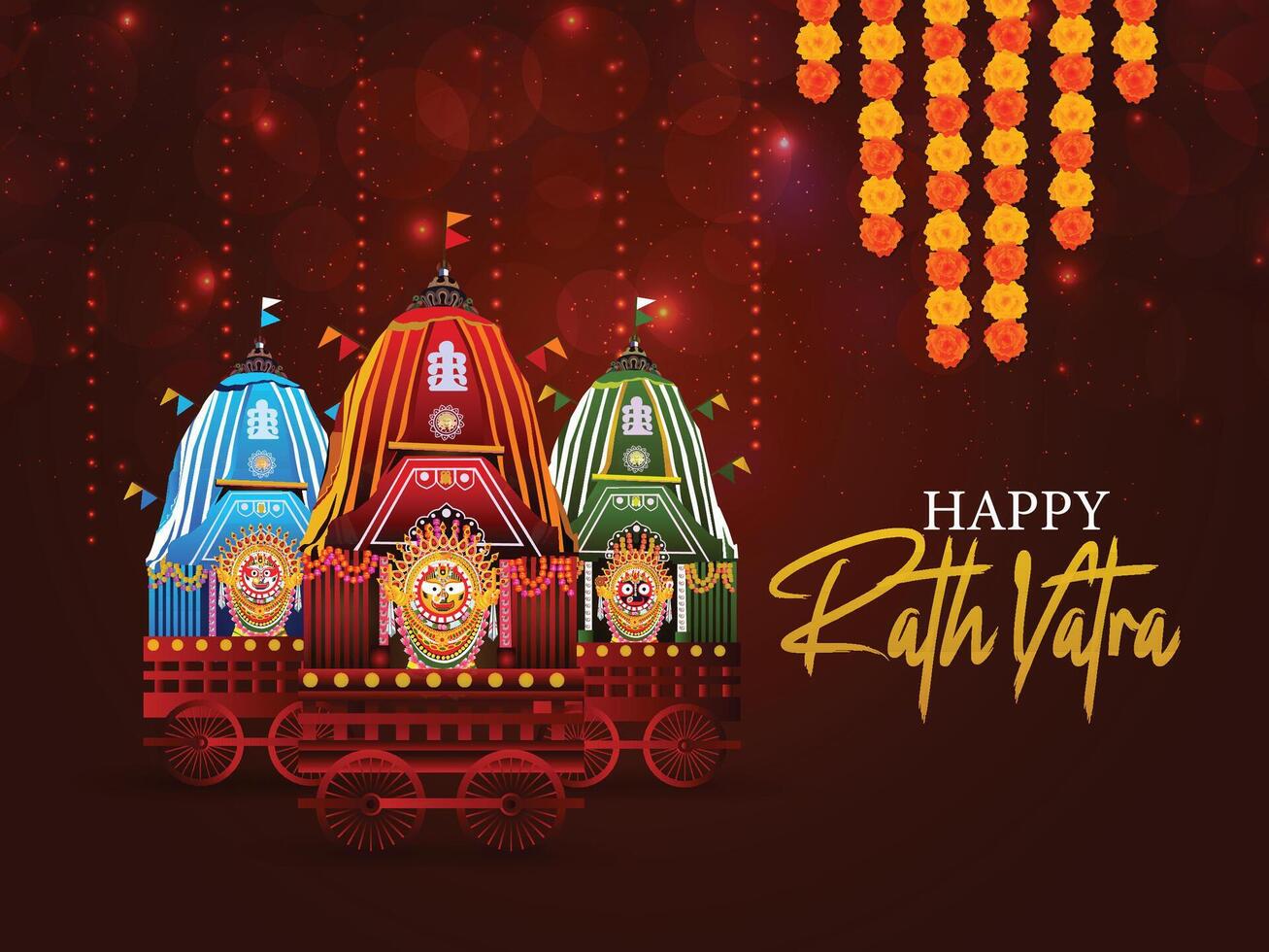 Happy rath yatra jagannath puri festival illustration vector