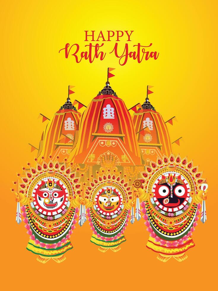 illustration festival Ratha yatra of lord jagannath balabhadra vector