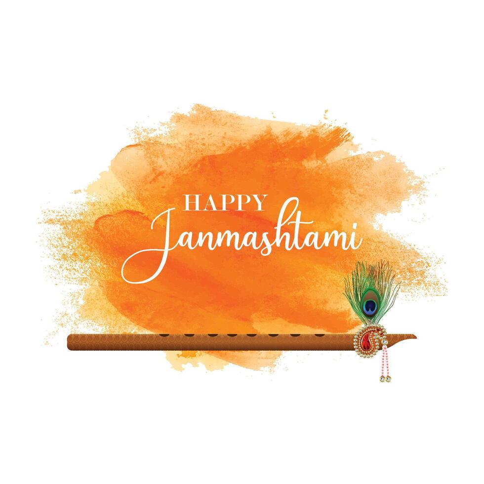 Happy janmshtami creative design concept with lord krishna play flute vector