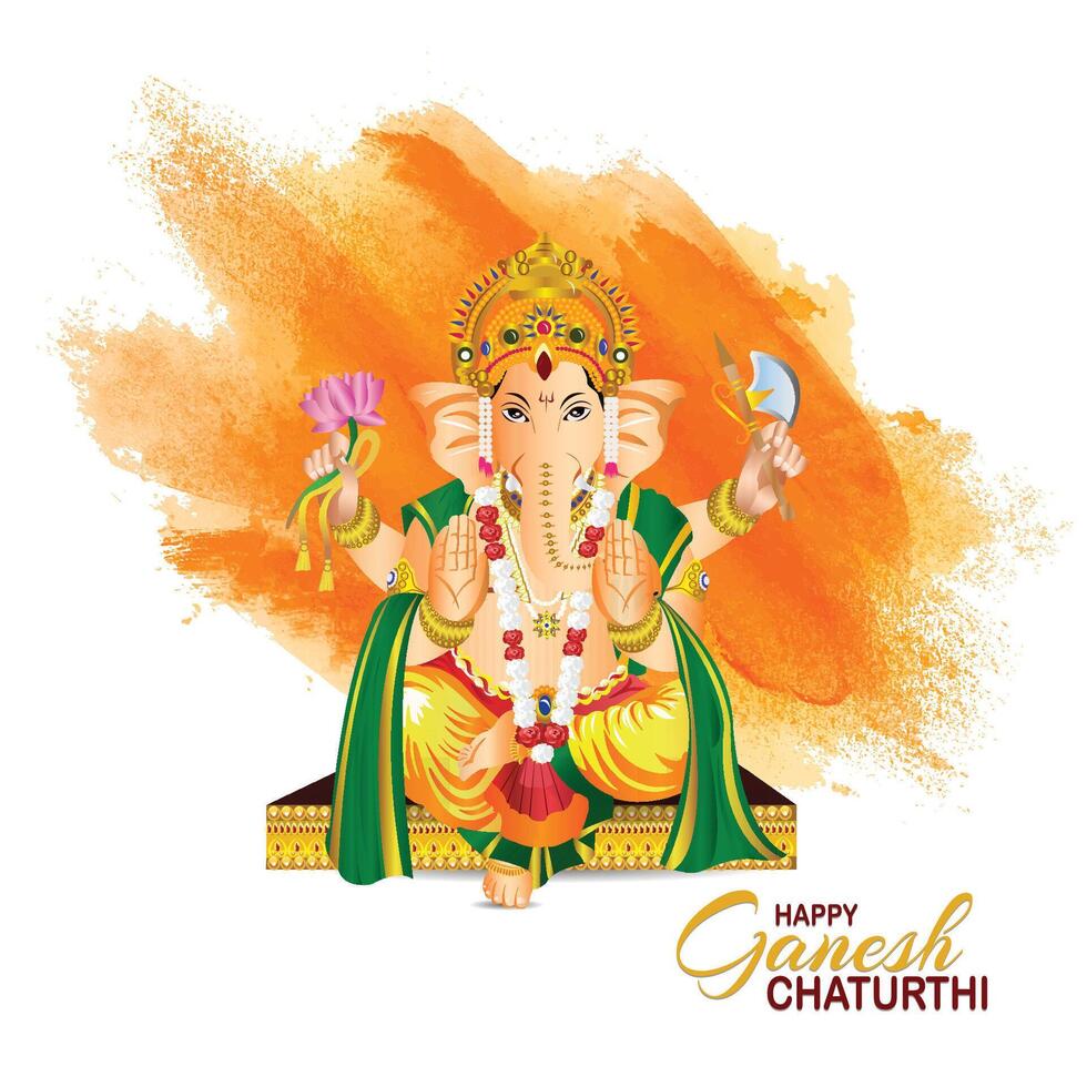Happy ganesh chaturthi celebration greeting card with illustration vector