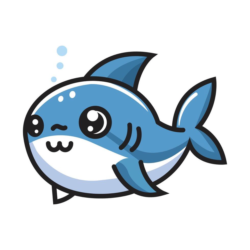 blue shark flat illustration cartoon character design vector