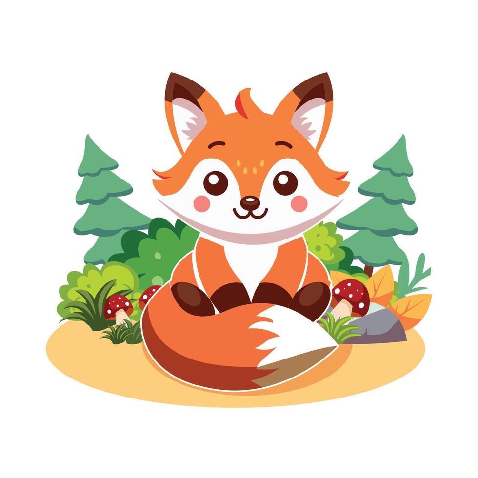 Cute cartoon fox image illustration vector