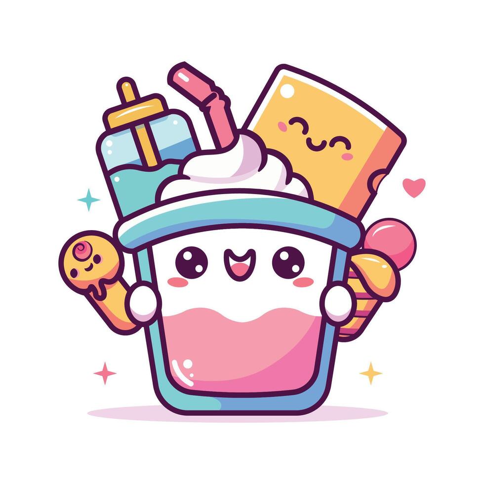 flat cartoon character, funny cartoon for kids book cover design vector