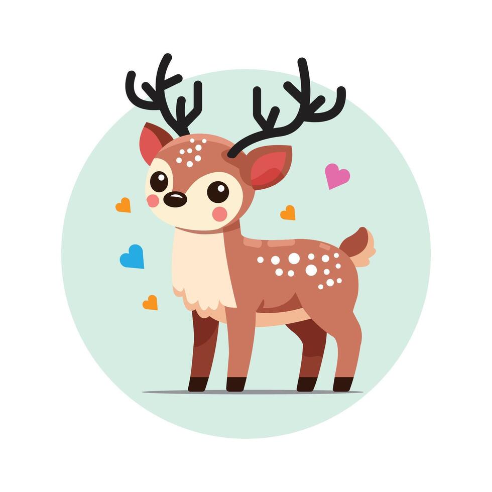 Beautiful stylized cartoon deer illustration for book cover design vector