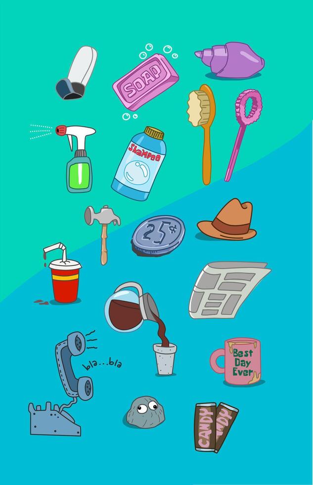 Items in the house on a blue background vector