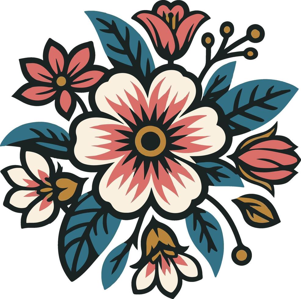 a drawing of a daisy with a yellow center vector