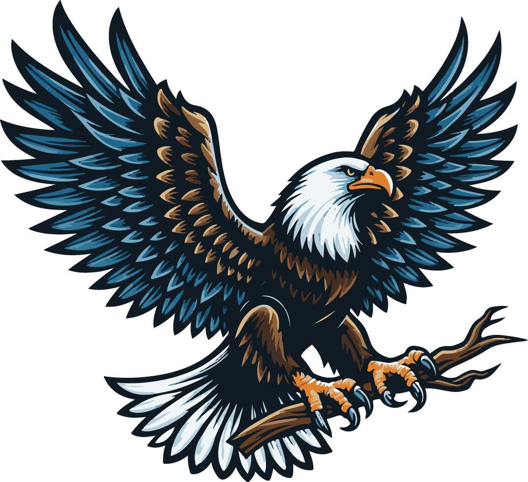 an eagle with its wings spread out vector