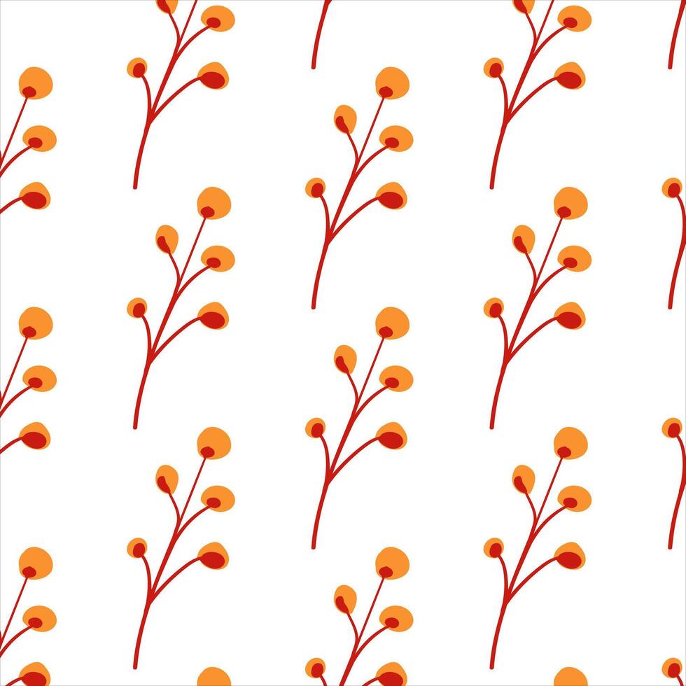 Seamless pattern. Simple Plant. Branch on a white background. Ornament in Scandinavian style. Hand drown. Flat vector