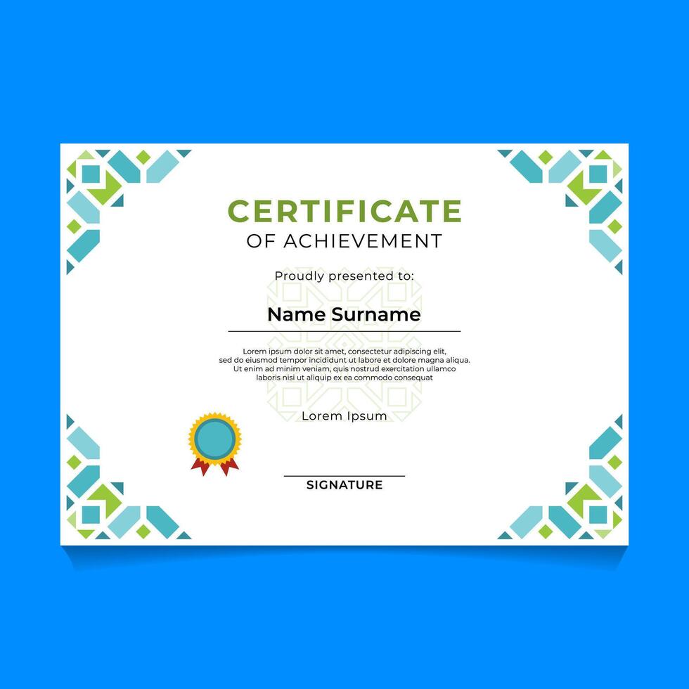 Oriental Geometric Certificate Template Design vector
