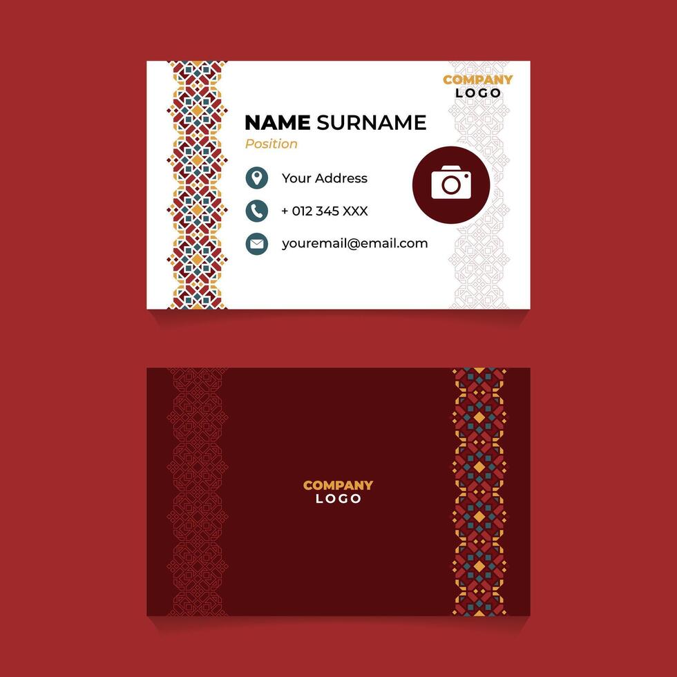 Oriental Geometric Name Card Design for Business or Company vector