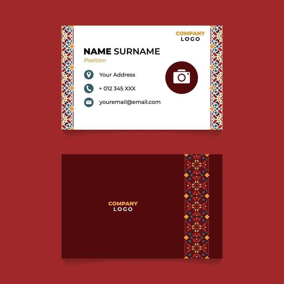 Oriental Geometric Name Card Design for Business or Company vector