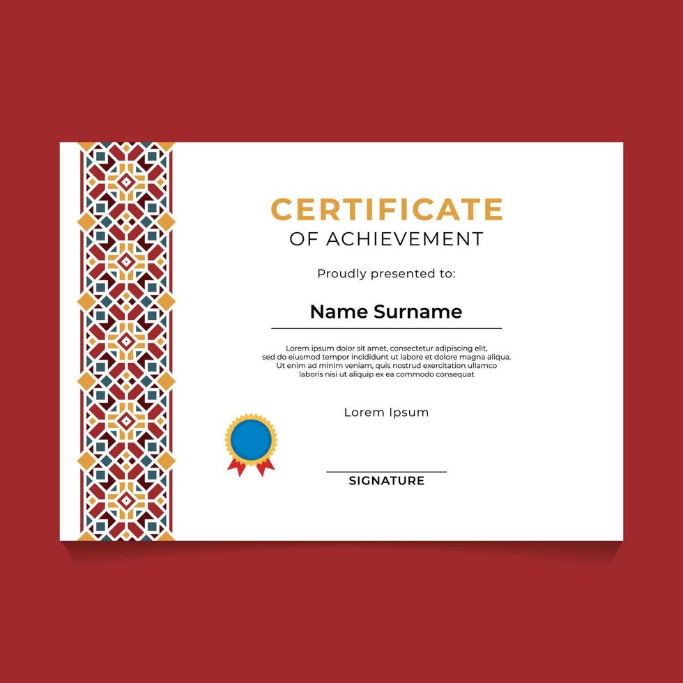 Oriental Geometric Certificate Template Design vector