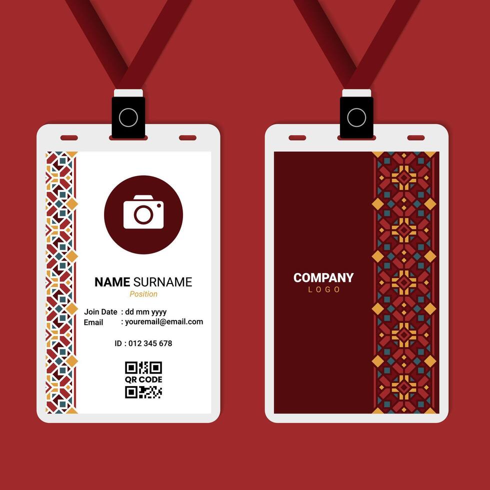 Islamic Oriental Ornament ID Card Design for Business or Company vector