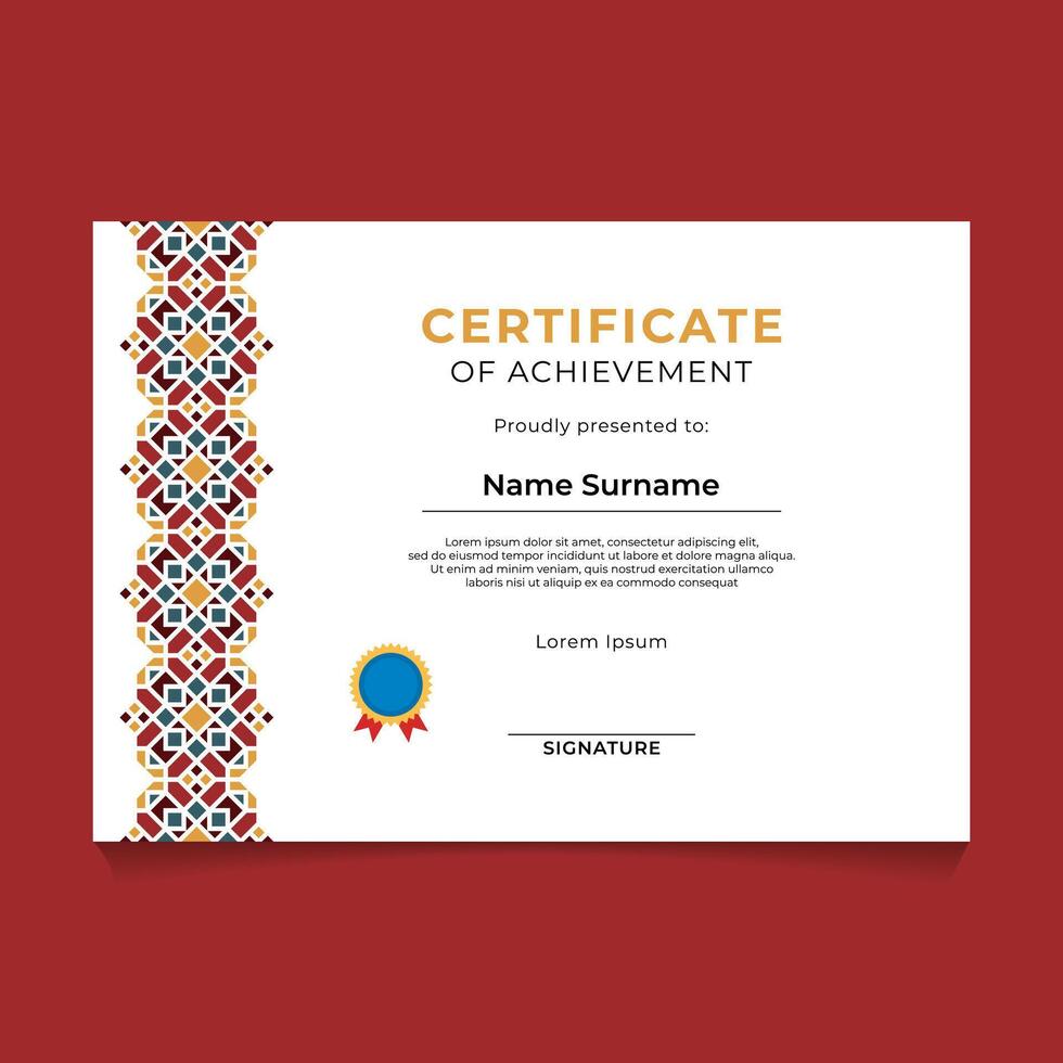 Oriental Geometric Certificate Template Design vector