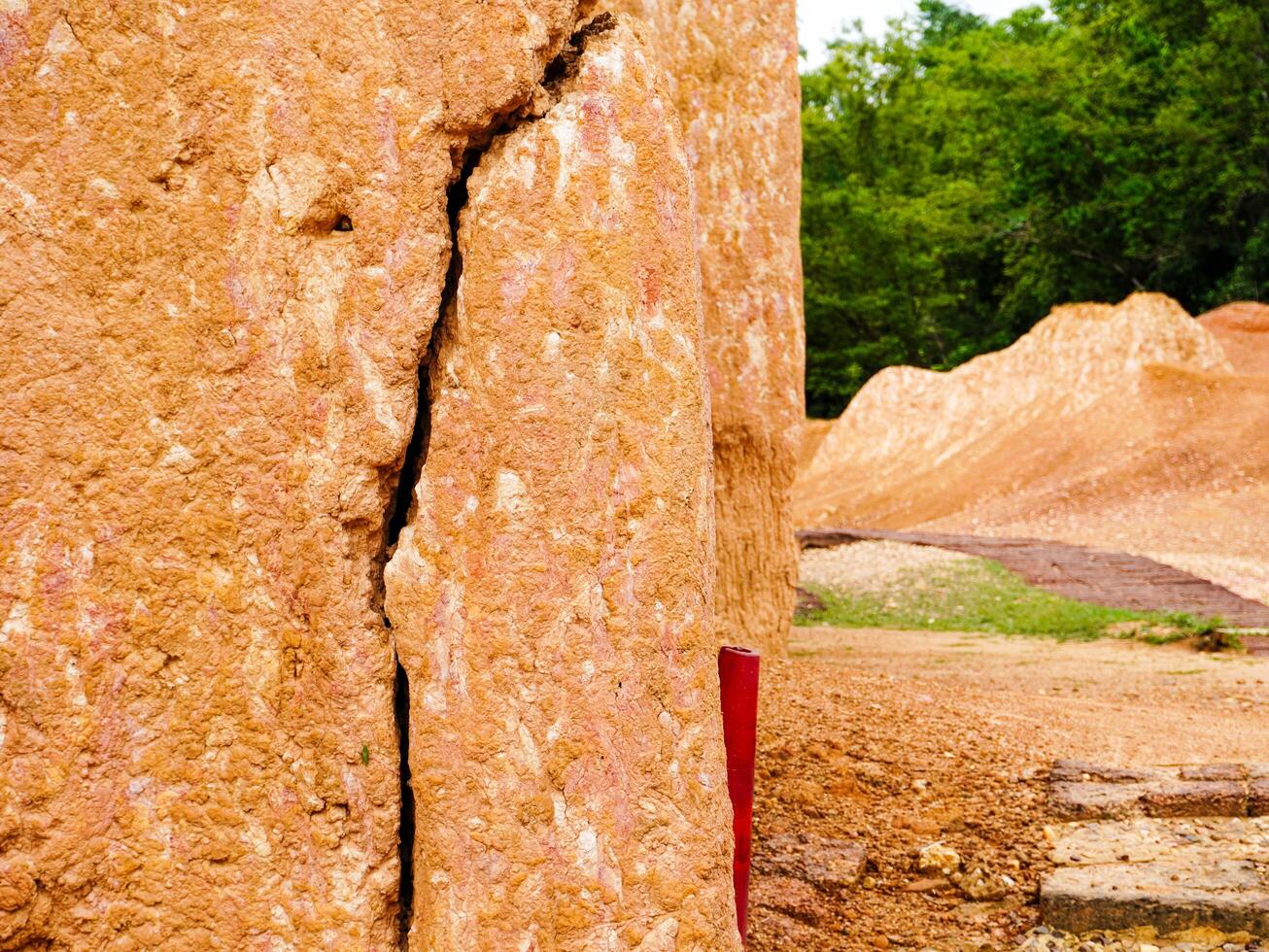 Phae Mueang Phi Forest Park, Strangely shaped sandstone formed by natural water erosion in Phrae Province, Thailand. photo