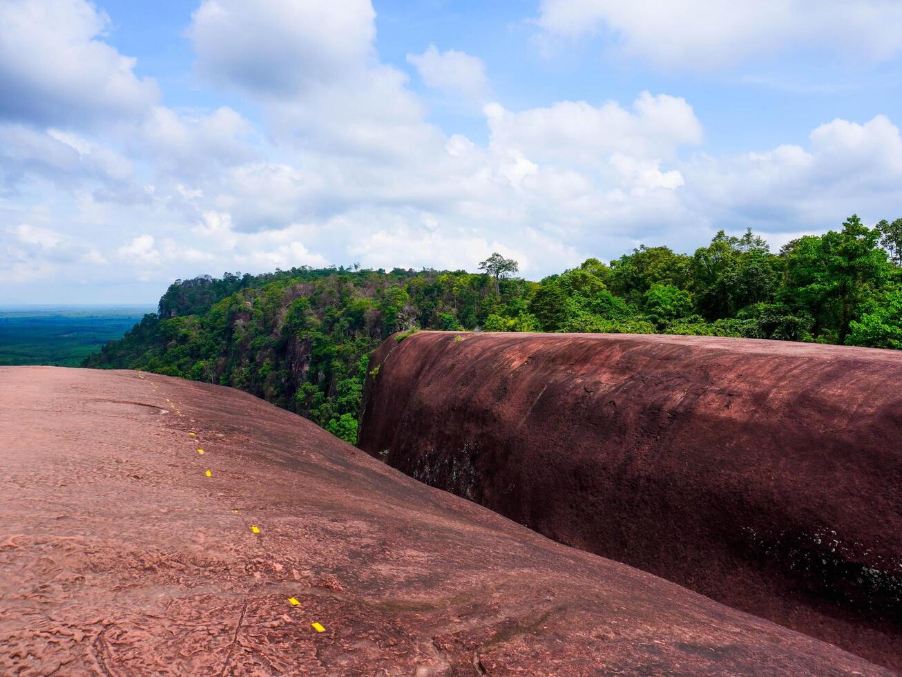 A large boulder in the middle of a forest in Phu Sing national park, Three Whale Rock or Hin Sam Whales in Buegkan province, Thailand. photo