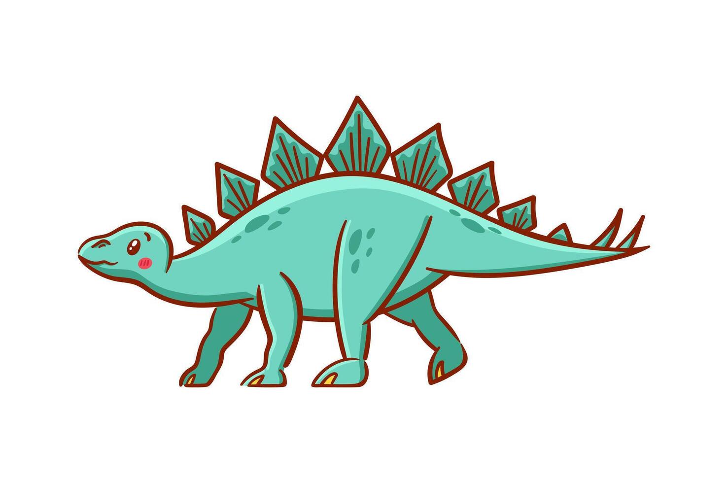 Cute stegosaurus in Asian kawaii style. Dinosaur, prehistoric lizard, mascot. Cartoon character Funny illustration for stickers, logo, mascot, isolated elements vector