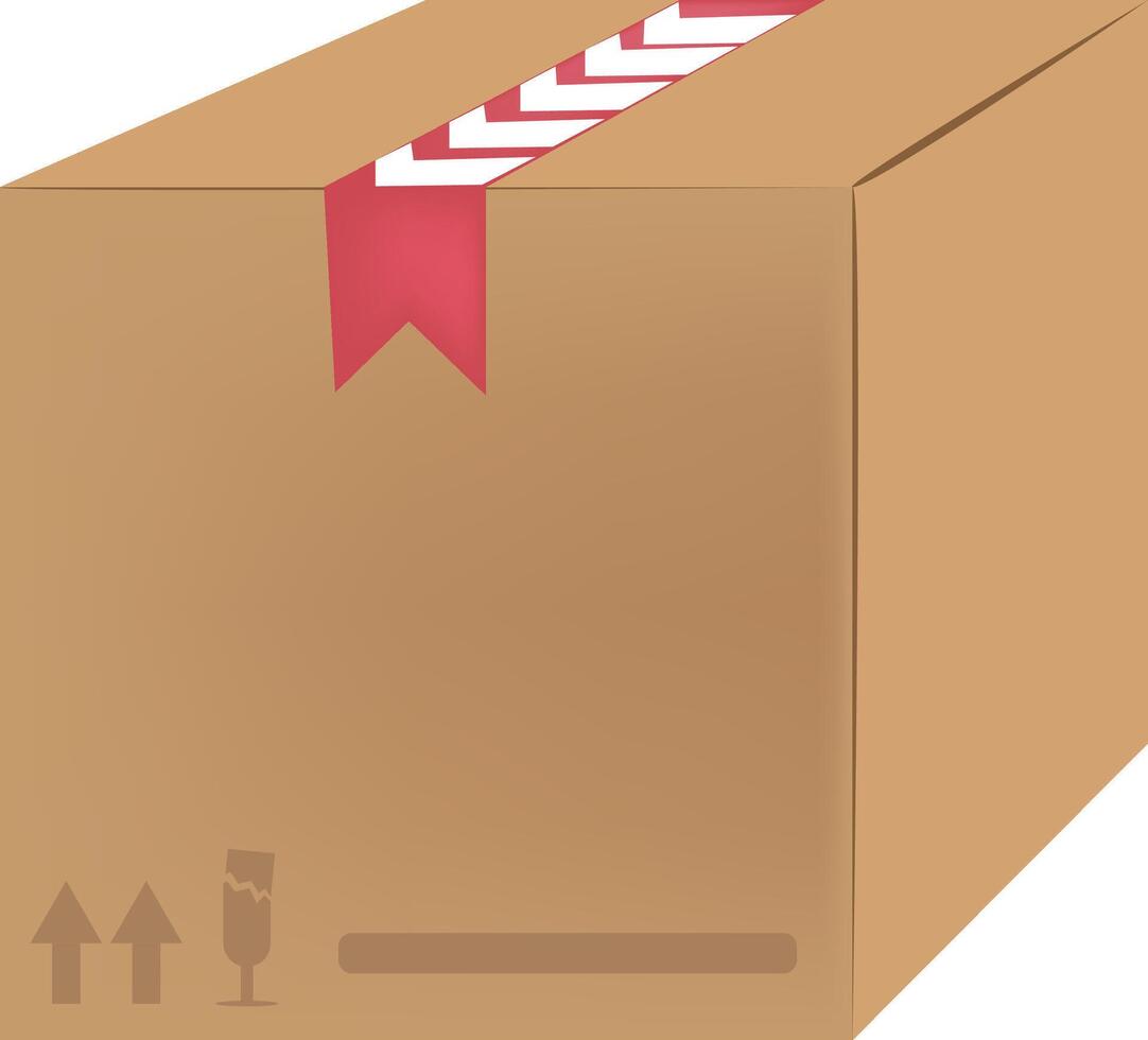 Package box illustration. carton box with wrapping shipping shield sign and symbol vector