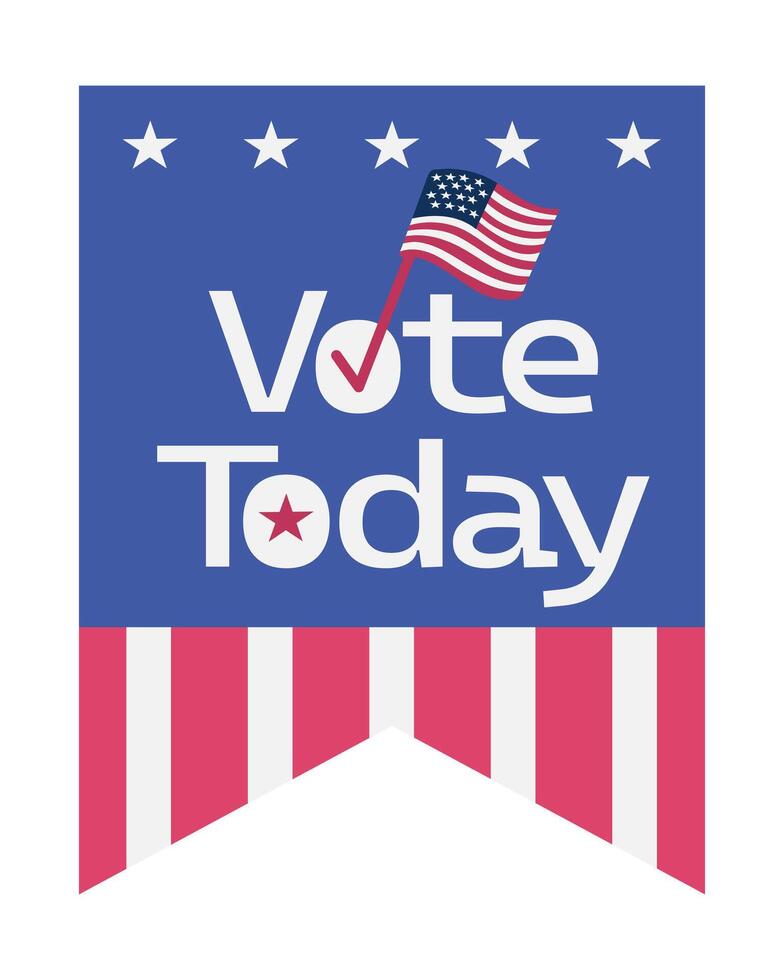 Vote flag sticker with USA flag for US election vector