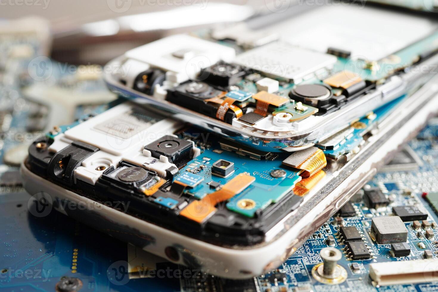 Repairing and upgrade circuit mainboard of notebook, electronic, computer hardware and technology. photo