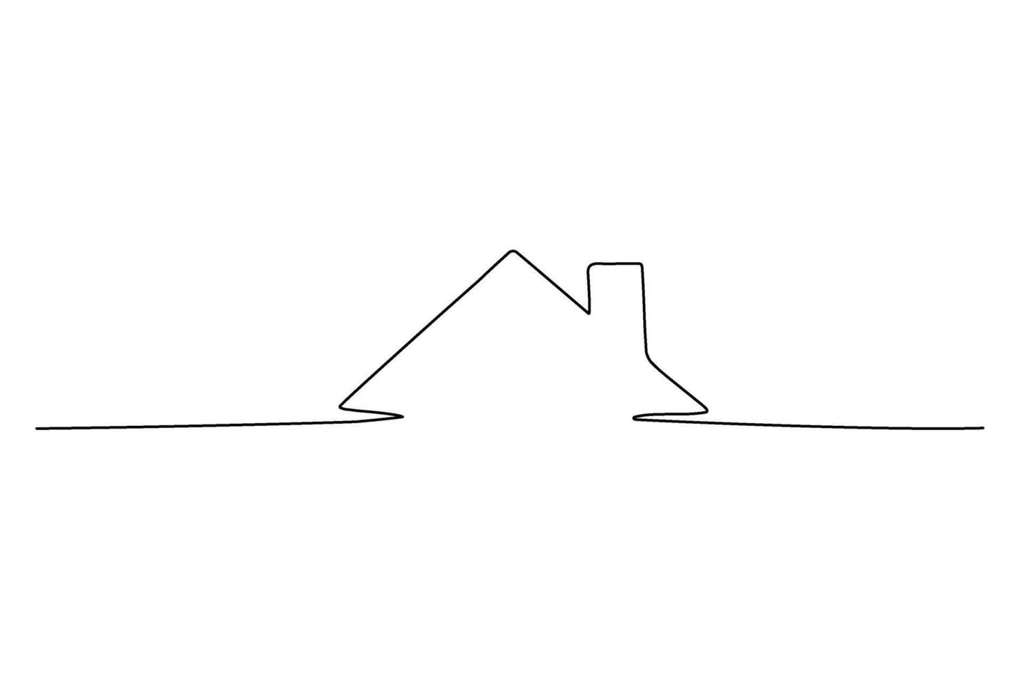 One line house roof. Continuous simple drawing. Continuous linear sketch of real estate sign. Doodle illustration. vector