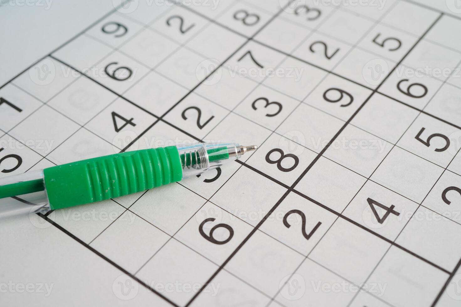 Sudoku puzzle, game to play for keep you brain younger for developing Alzheimer disease in senior patient. photo