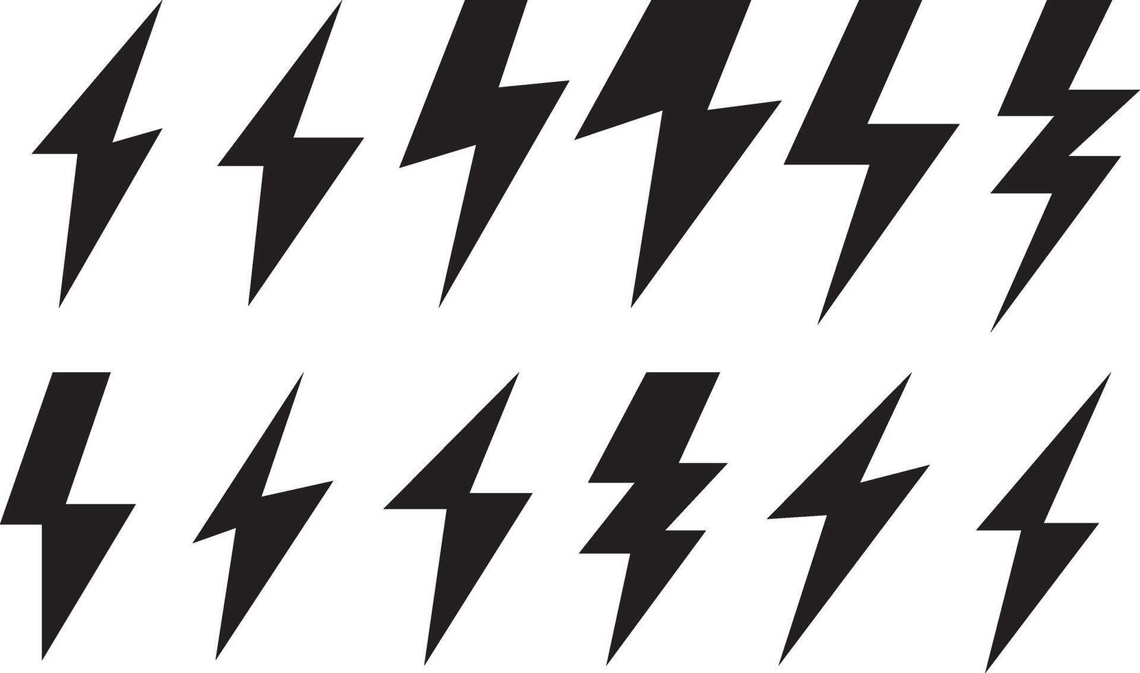 simple lightning bolt icon set creative illustration electric thunder and bolt flash icon set black silhouette lightning bolt flash symbols vector