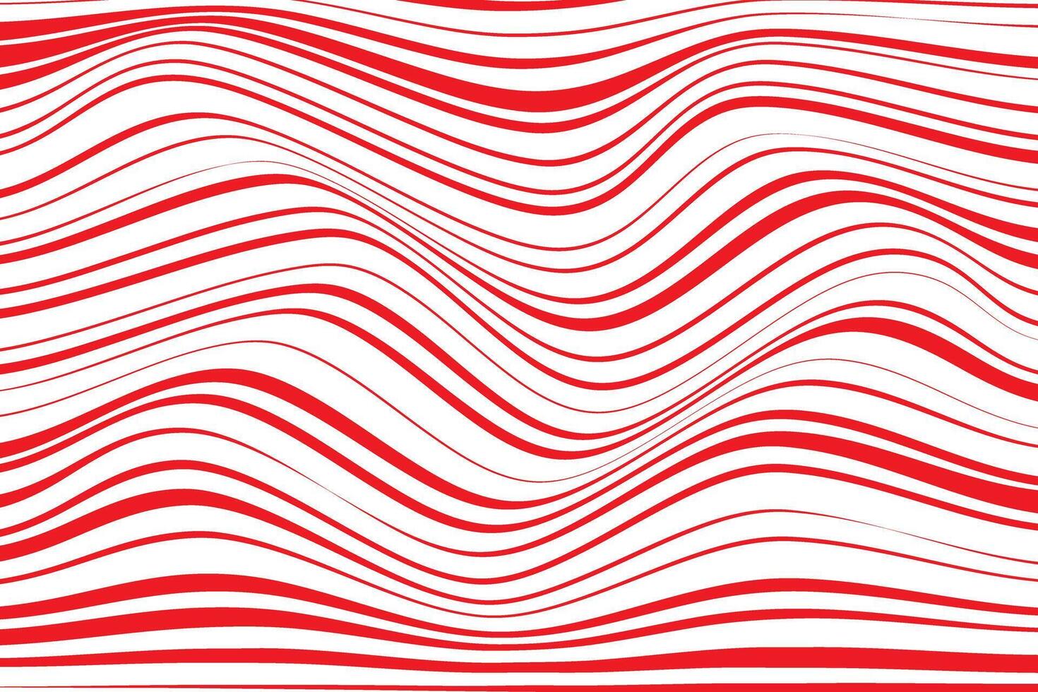 simple abstract red color creative geometric thin to thick horizontal wavy distort line pattern red lines on a white background vector
