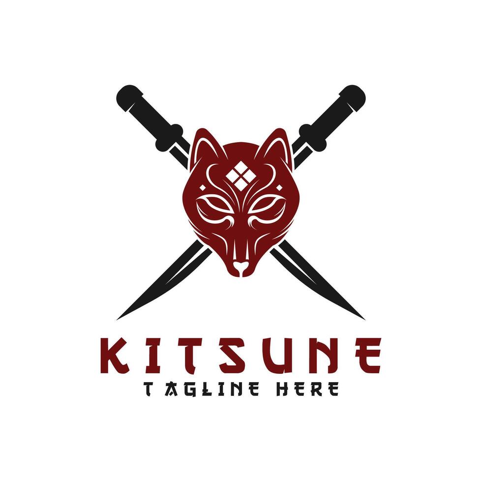 Japanese Kitsune Mask logo design .Perfect for entertainment, events, branding, and personal projects vector